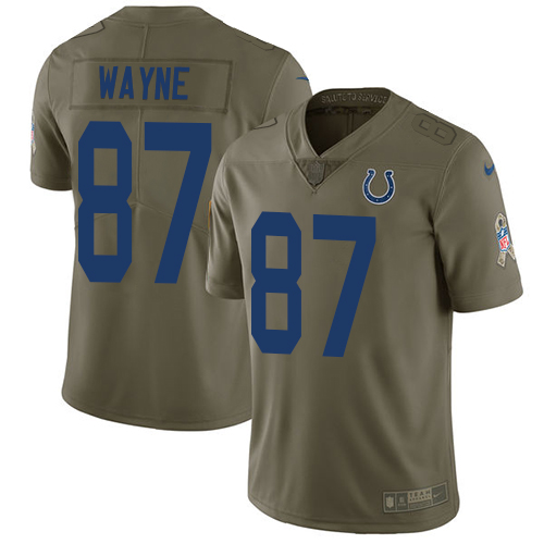 Nike Colts #87 Reggie Wayne Olive Men's Stitched NFL Limited Salute to Service Jersey - Click Image to Close